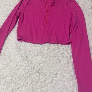 Pink Long Sleeve Quarter-Zip Top